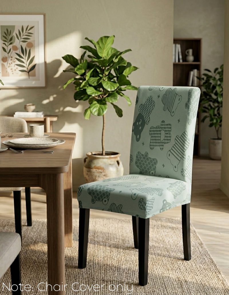 Anyseat Green Bear Knitted Chair Cover – Elastic Anti‑Dirt Design for Dining, Kitchen, Wedding, Hotel & Banquet Use