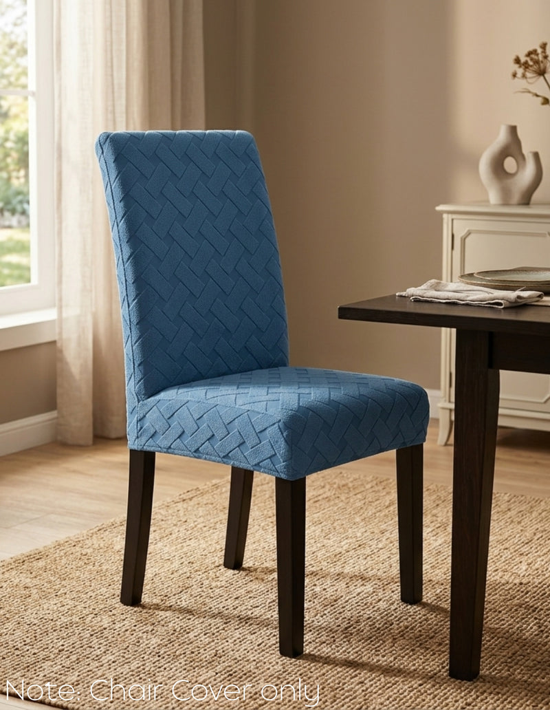 Anyseat Blue Knitted Chair Cover – Elastic Anti‑Dirt Design for Dining, Kitchen, Wedding, Hotel & Banquet Use