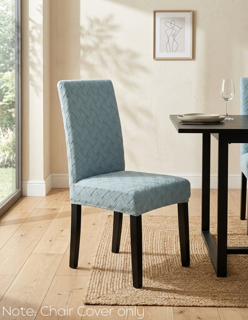 Anyseat Light Blue Knitted Chair Cover – Elastic Anti‑Dirt Design for Dining, Kitchen, Wedding, Hotel & Banquet Use