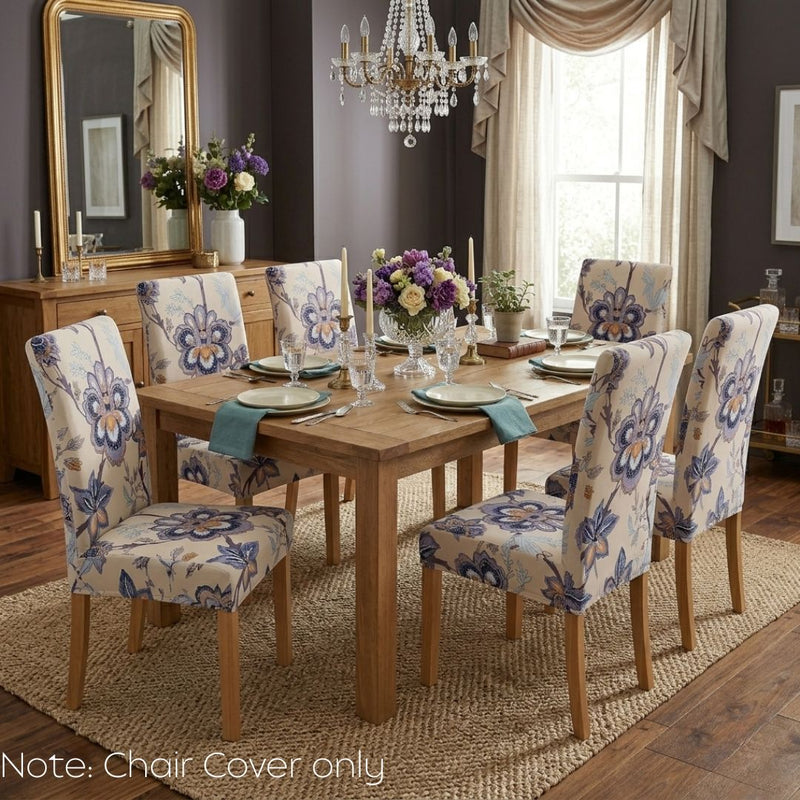 Anyseat Beige Floral Pattern Print Elastic Chair Cover – Plain Dining Slipcover & Home Décor