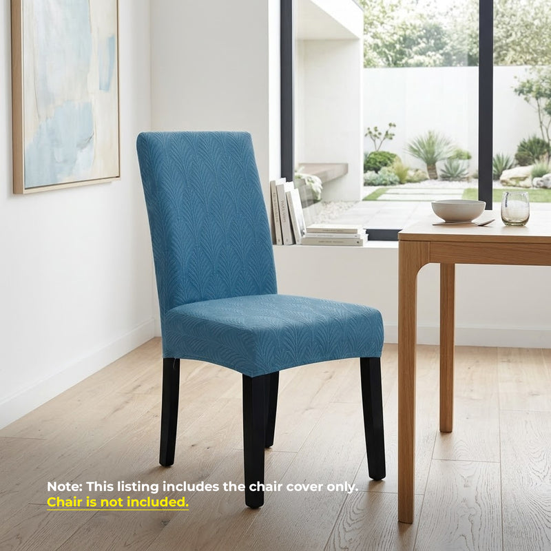 Anyseat Blue Series Leaf Lines Design Chair Cover – Elastic Anti‑Dirt Design for Dining, Kitchen, Wedding, Hotel & Banquet Use