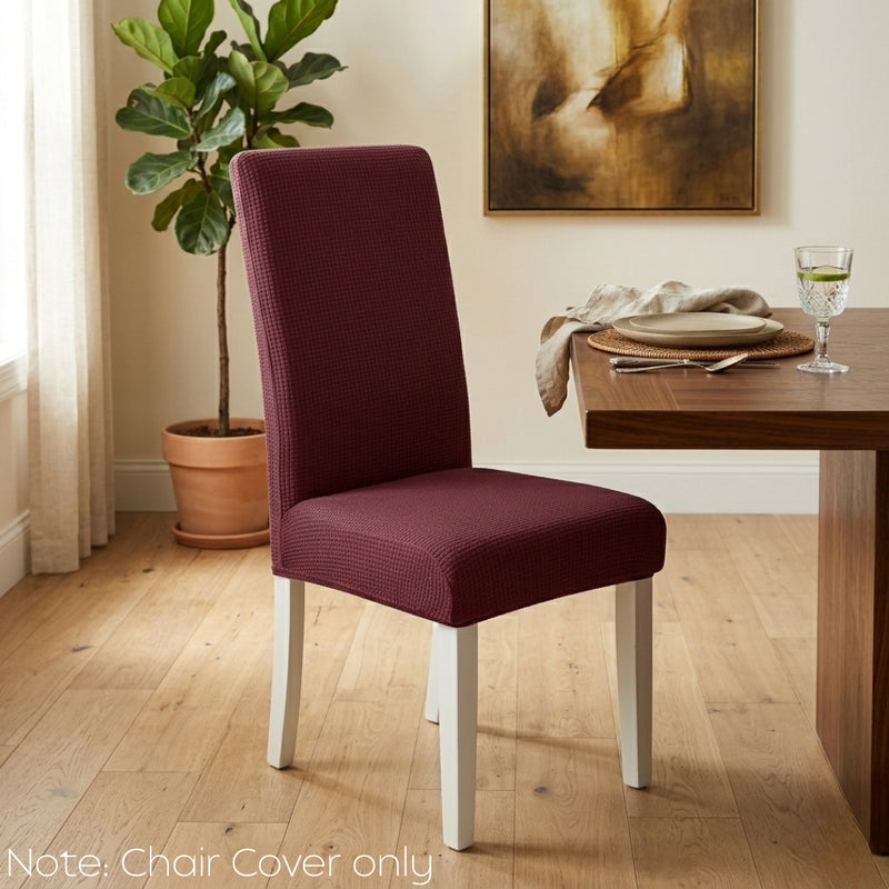Anyseat Wine Red Waterproof Chair Cover – Corn Kernel Pattern Stretch Slipcover for Dining Room