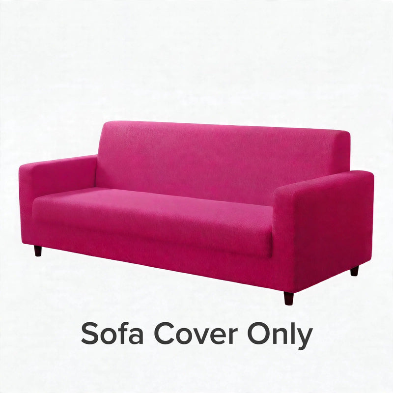 Anyhouz 4 Seater Sofa Cover Plain Magenta Style and Protection For Living Room Sofa Chair Elastic Stretchable Slipcover