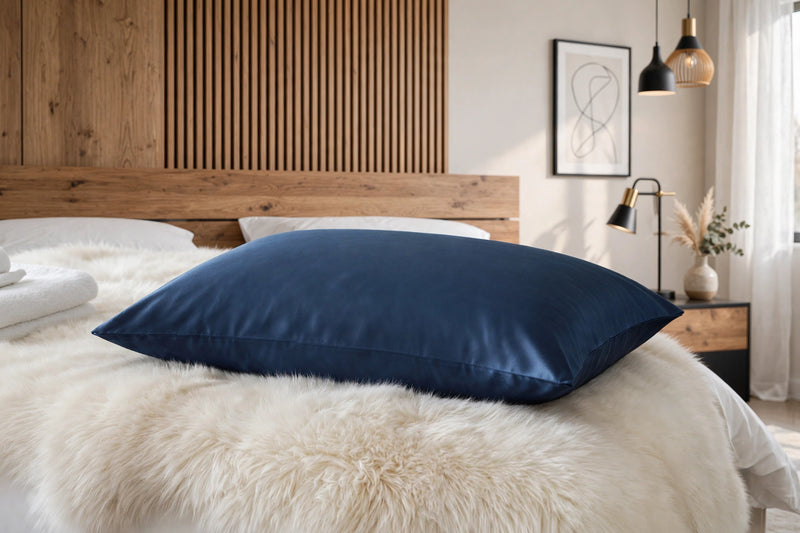 ANYHOUZ Pillowcase 50x90cm Dark Blue Natural Mulberry Silk For Comfortable And Relaxing Home Bed