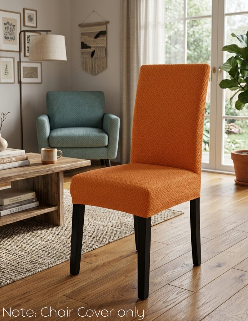 Anyseat Orange Knitted Chair Cover – Elastic Anti‑Dirt Design for Dining, Kitchen, Wedding, Hotel & Banquet Use