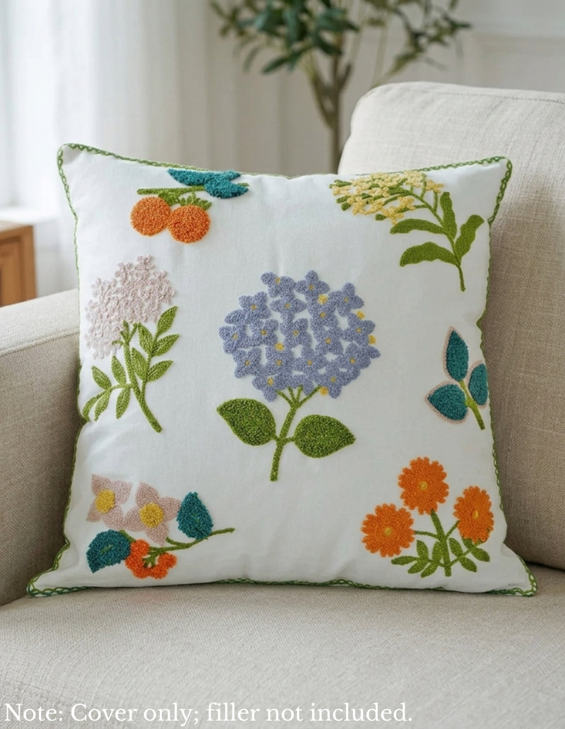 Anypillow Colorful Flower Embroidered Pillowcase Decorative Cushion Cover