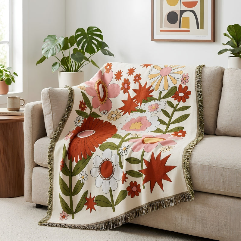 Anycozy Sunflower Design Throw Blanket – Soft Camping Mat & Cozy Home Décor