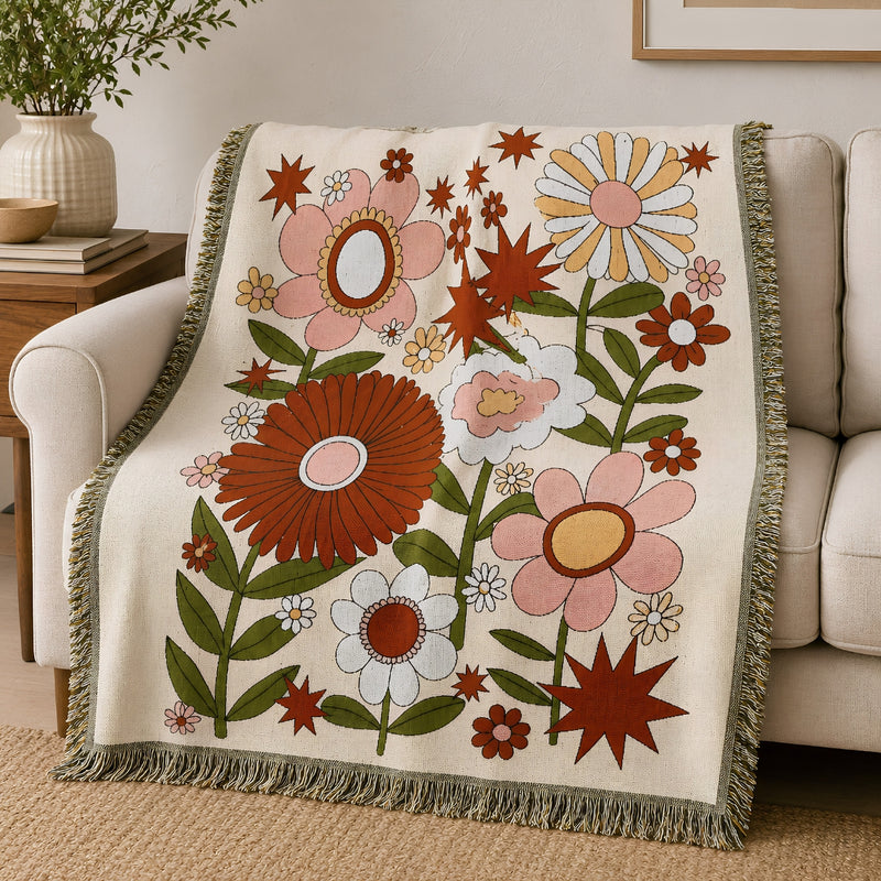 Anycozy Flower Soft Quilt Throw Blanket – Soft Camping Mat & Cozy Home Décor