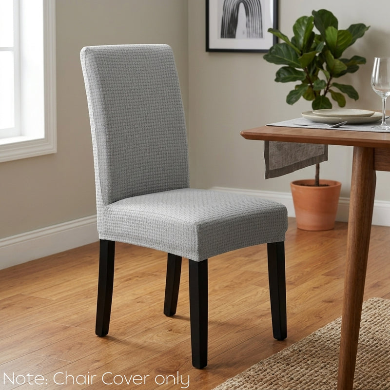 Anyseat Light Grey Micro Knitted Design Chair Cover – Elastic Anti‑Dirt Design for Dining, Kitchen, Wedding, Hotel & Banquet Use