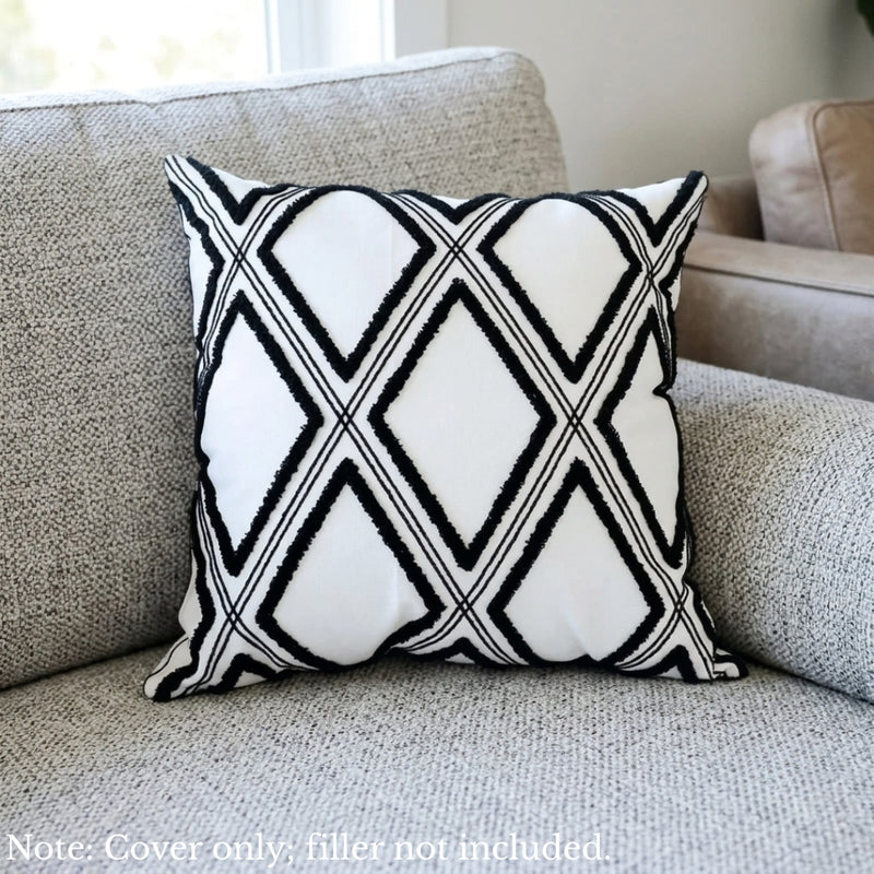Anypillow Geometric Fringed Embroidered Pillowcase Decorative Cushion Cover