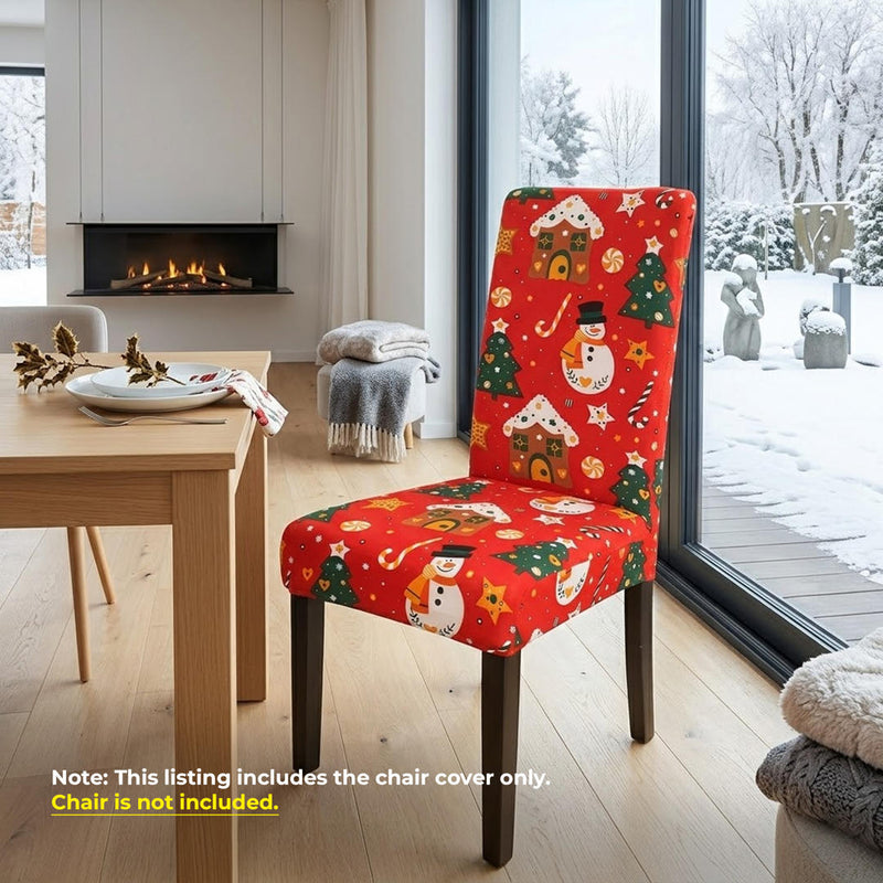 Anyseat Bright Orange Holiday Design Chair Cover – Elastic Slipcover with Anti‑Dirt Protection for Dining Room, Kitchen, Wedding, Hotel, Banquet & Restaurant
