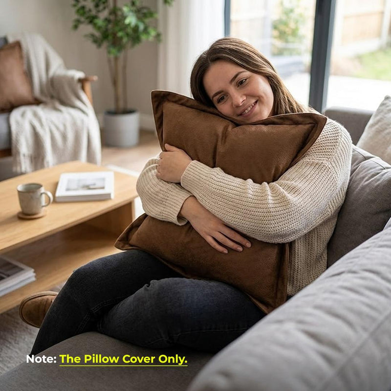 Anypillow Brown Plain Decorative Cushion Cover – Soft Throw Pillowcase for Sofa & Bed