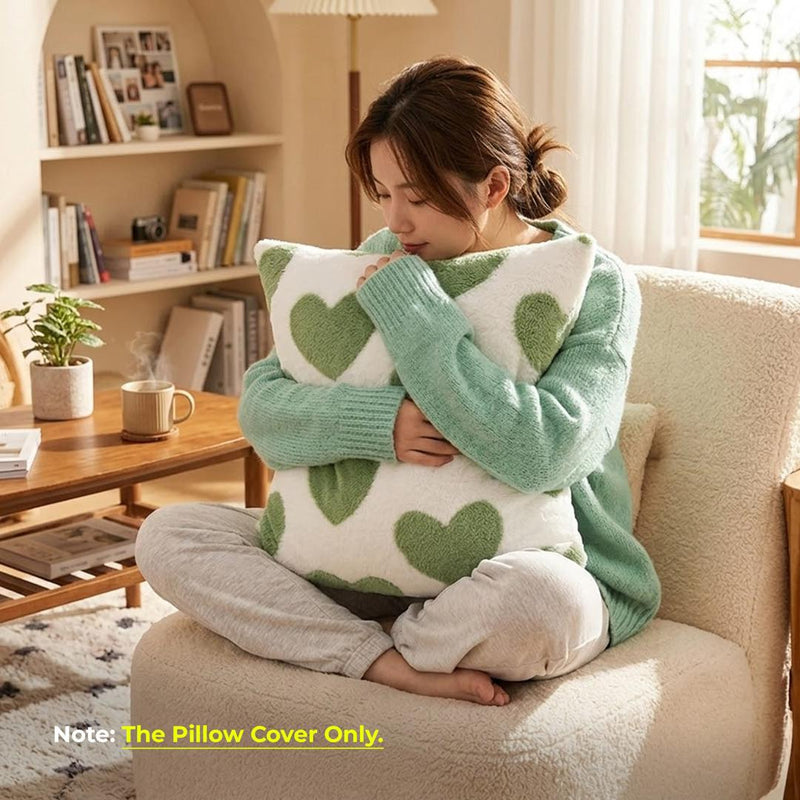 Anypillow Green Heart Decorative Cushion Cover – Soft Throw Pillowcase for Sofa & Bed