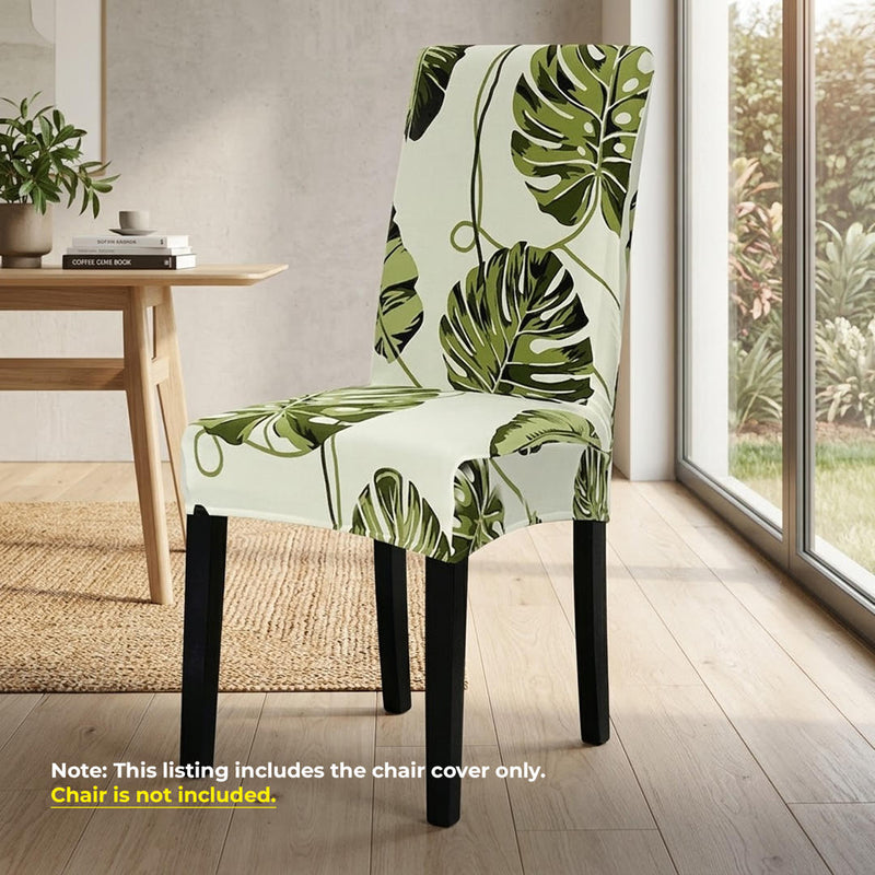 Anyseat Green Leaves Design Chair Cover – Elastic Slipcover with Anti‑Dirt Protection for Dining Room, Kitchen, Wedding, Hotel, Banquet & Restaurant