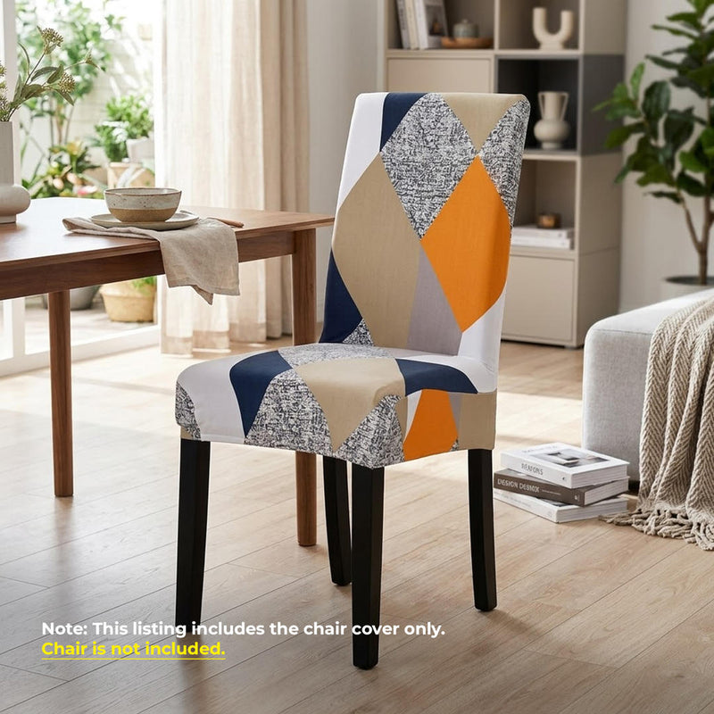 Anyseat Orange Diamond Design Chair Cover – Elastic Slipcover with Anti‑Dirt Protection for Dining Room, Kitchen, Wedding, Hotel, Banquet & Restaurant