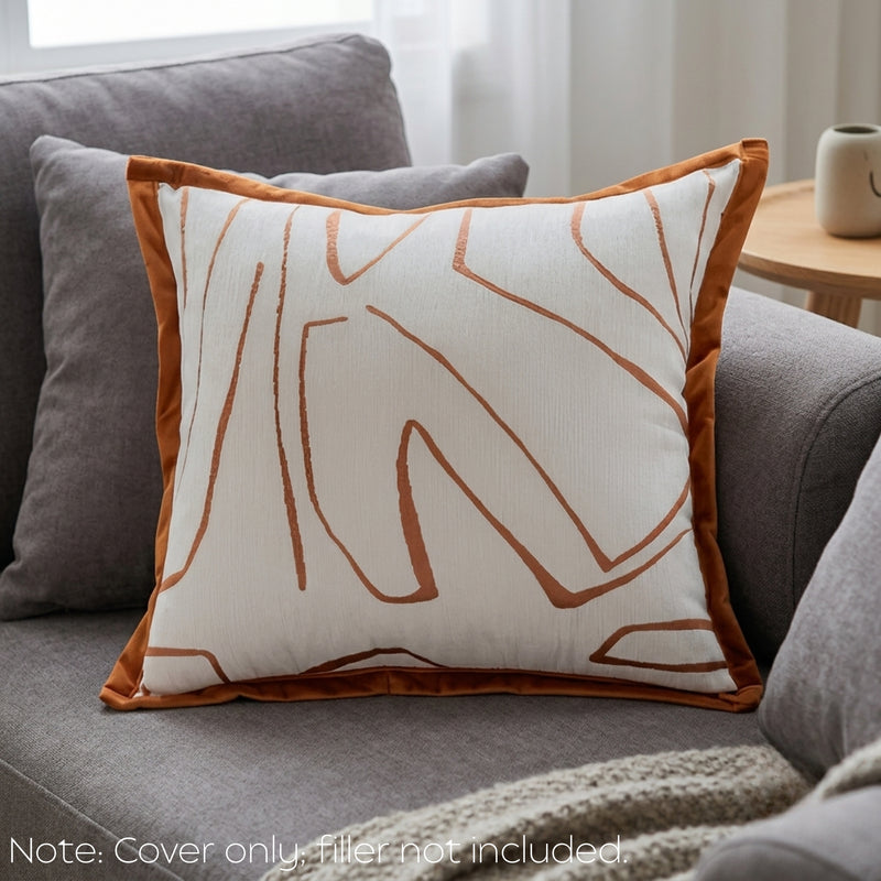 Anypillow White with Orange Abstract Line Decorative Cushion Cover – Soft Throw Pillowcase for Sofa & Bed