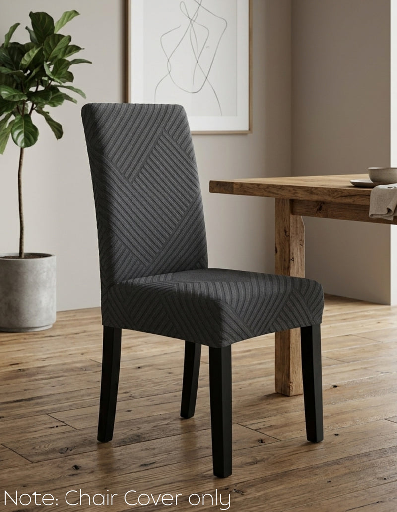 Anyseat Dark Grey Knitted Chair Cover – Elastic Anti‑Dirt Design for Dining, Kitchen, Wedding, Hotel & Banquet Use