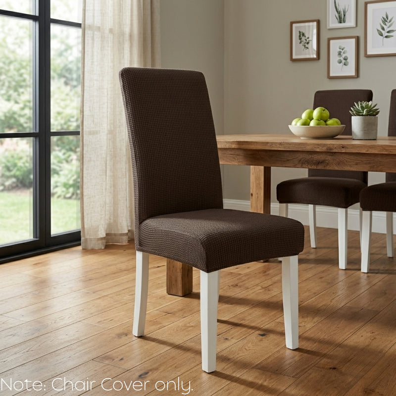 Anyseat Coffee Waterproof Chair Cover – Corn Kernel Pattern Stretch Slipcover for Dining Room