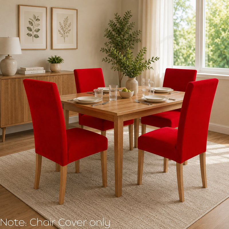 Anyseat Red Velvet Dining Chair Cover – Plush Stretchable Slipcover for Kitchen & Dining Room Chairs