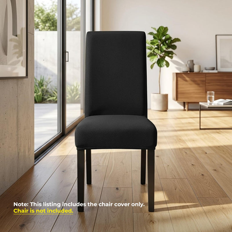Anyseat Black Elastic Chair Cover – Plain Dining Slipcover & Home Décor