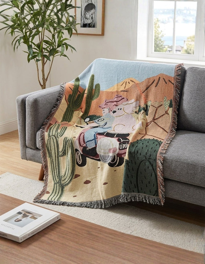 Anycozy Motorcycle Print Throw Blanket – Soft Camping Mat, Travel Picnic Rug