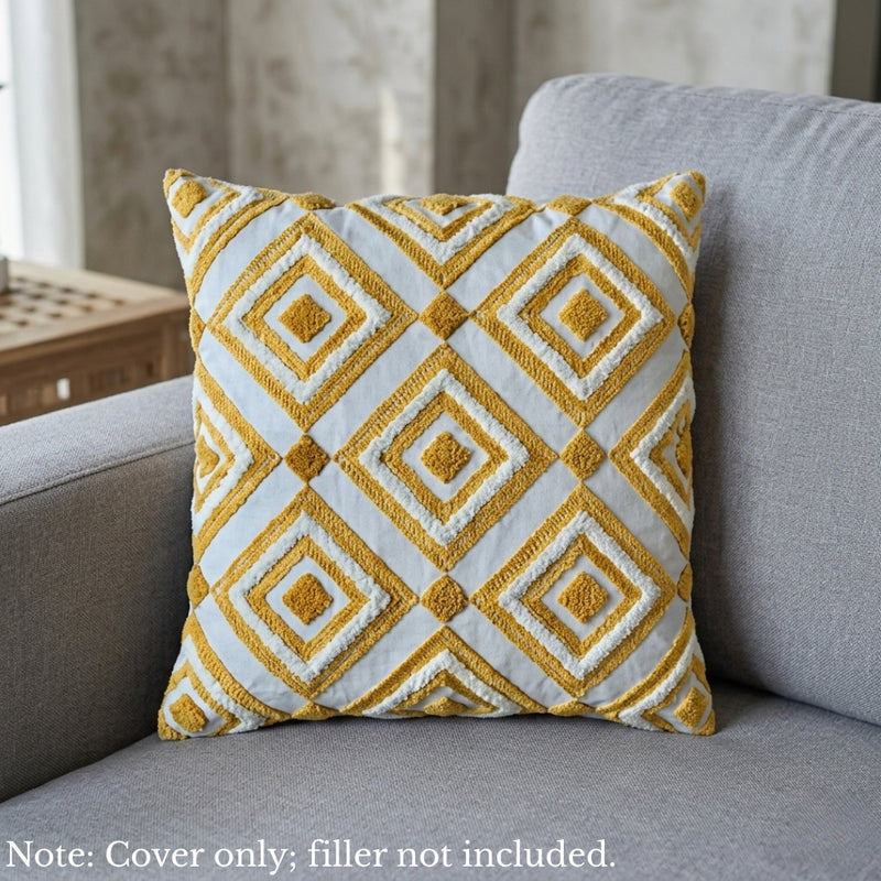 Anypillow Yellow Geometric Embroidered Pillowcase Decorative Cushion Cover