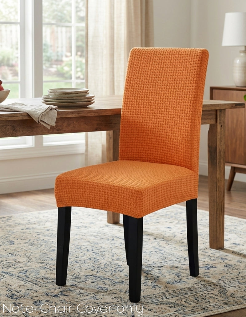 Anyseat Orange Micro Knitted Design Chair Cover – Elastic Anti‑Dirt Design for Dining, Kitchen, Wedding, Hotel & Banquet Use