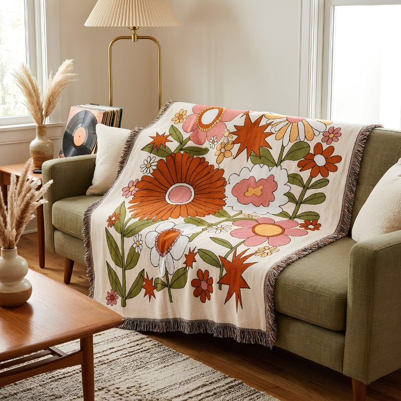 Anycozy Sunflower Design Throw Blanket – Soft Camping Mat & Cozy Home Décor