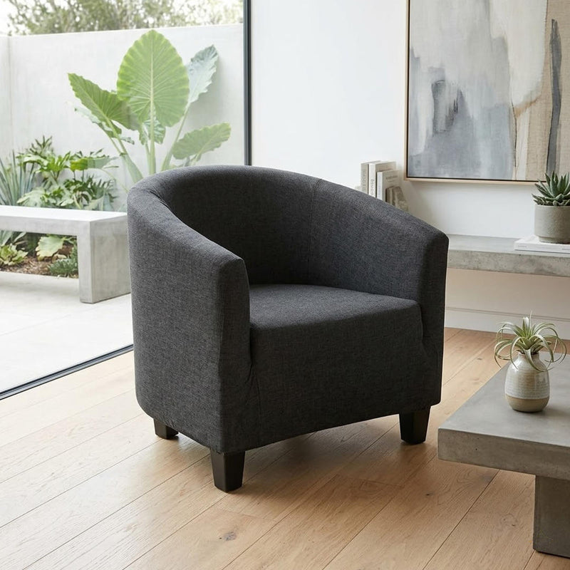 Anyseat Dark Gray Chair Cover – Plain Dustproof Tub Slipcover for Home Décor