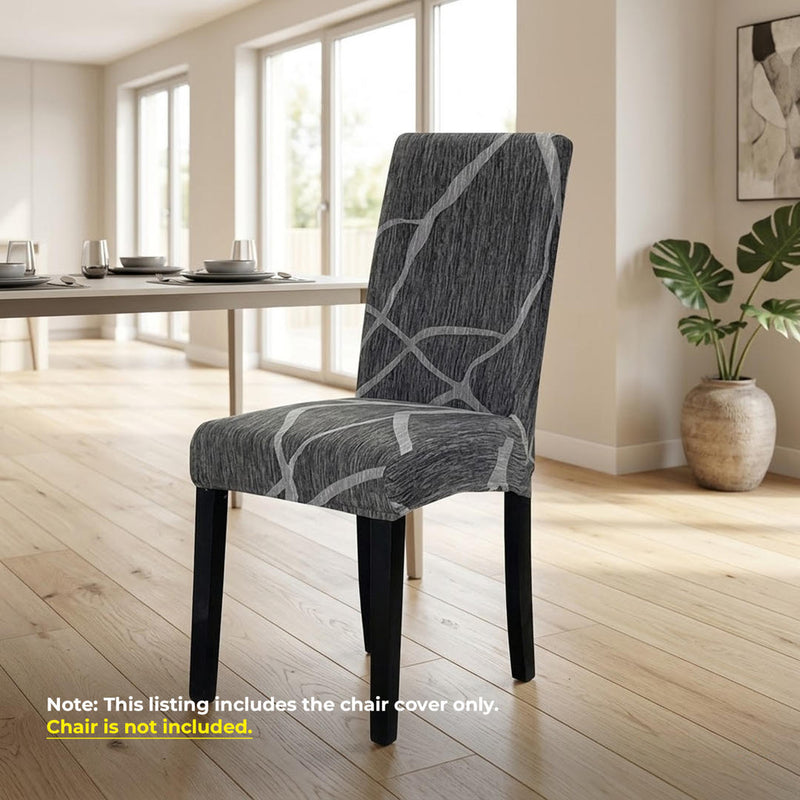 Anyseat Dark Grey Wave Design Chair Cover – Elastic Slipcover with Anti‑Dirt Protection for Dining Room, Kitchen, Wedding, Hotel, Banquet & Restaurant