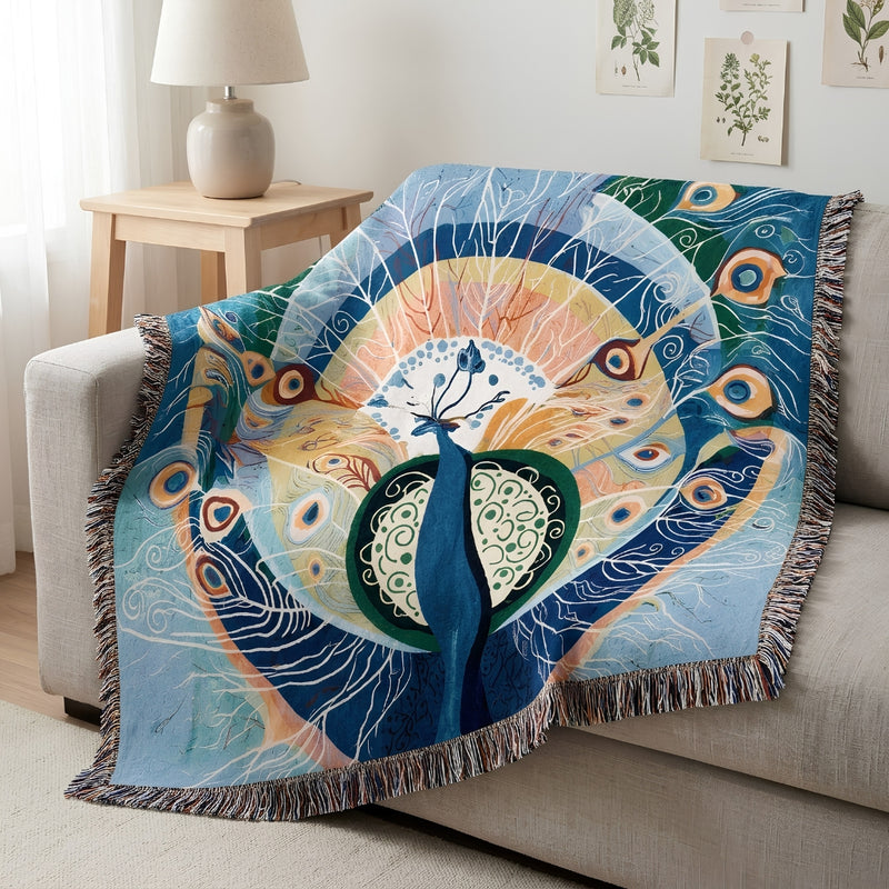 Anycozy Peacock Soft Quilt Throw Blanket – Soft Camping Mat & Cozy Home Décor