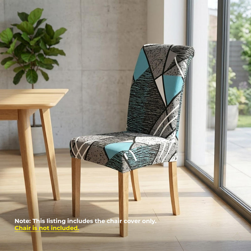 Anyseat Sky Blue Linear Pattern and Shape Design Chair Cover – Elastic Slipcover with Anti‑Dirt Protection for Dining Room, Kitchen, Wedding, Hotel, Banquet & Restaurant