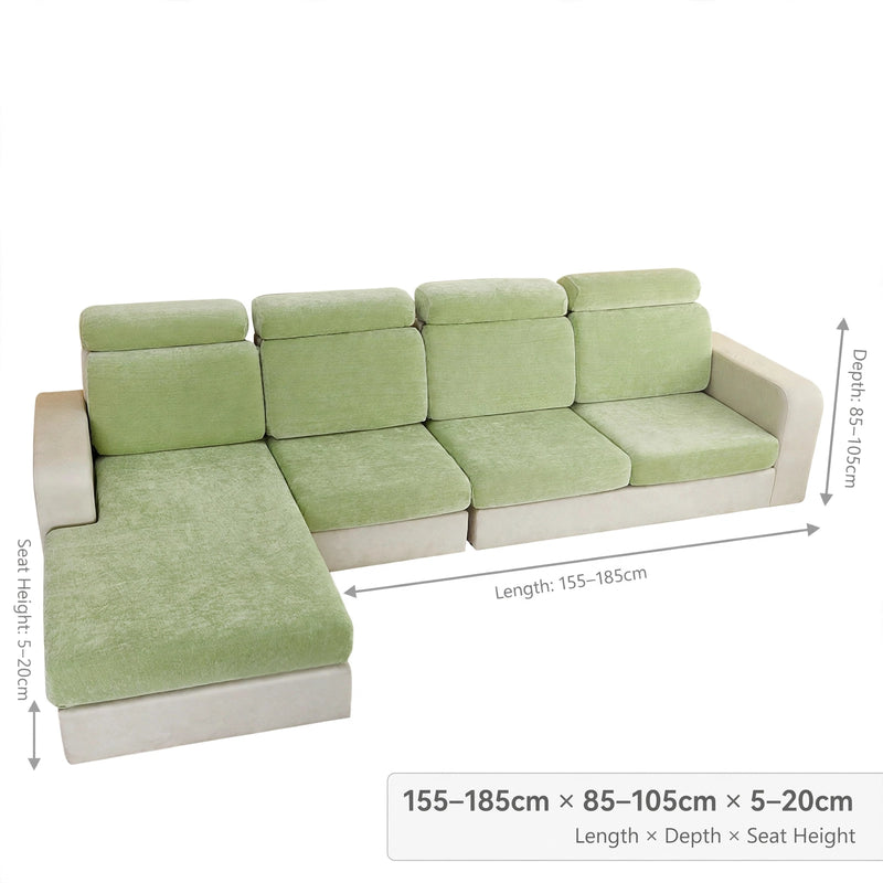 Anyseat L‑Shape Sofa Cover Mint Green Chenille Polyester Thick Stretchable Cushion Protector for Living Room