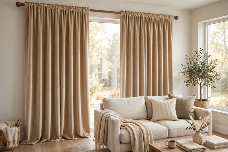 Anydrape 200cm Light Pawn High Quality Modern Velvet Blackout Curtains for Living Room Bedroom Dining Luxury Window Drape