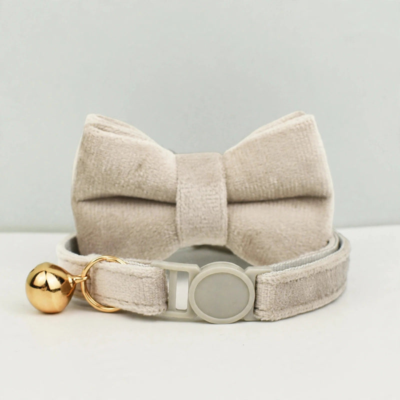 Anypet Cat Collar Beige Bow Large with Safety Buckle, Bell, and Durable Strap Stylish and Comfortable Pet Accessory