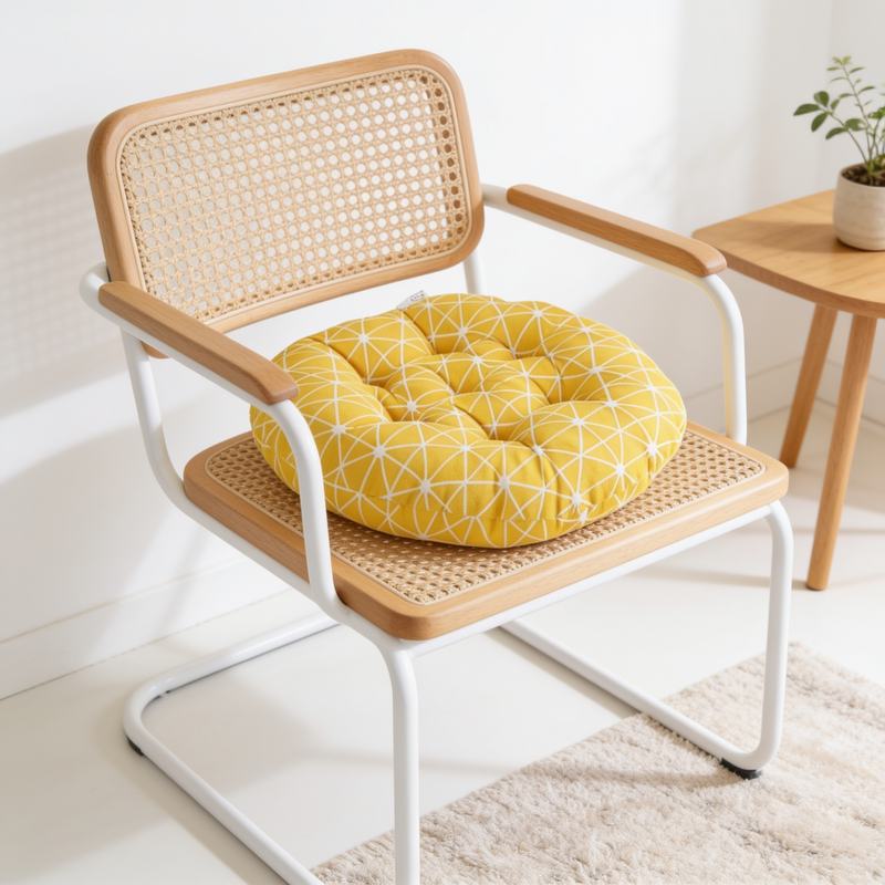 Anypillow Yellow Geometric Chair Pad – Round Soft Seat Cushion