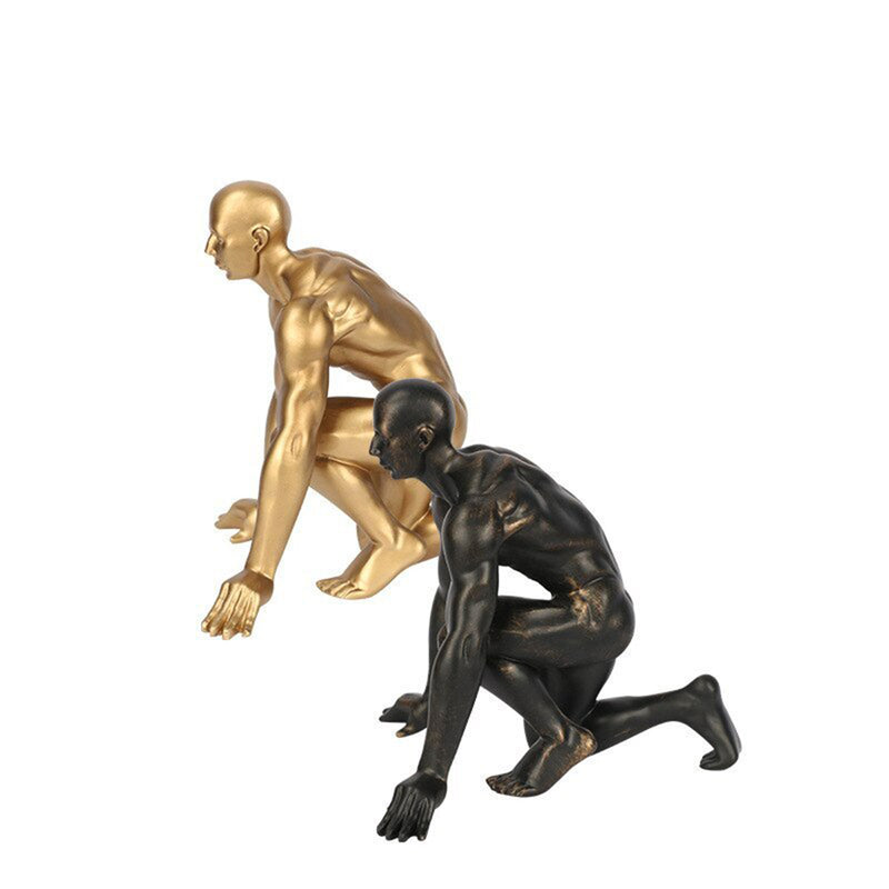 ANYHOUZ Luxury Gold Metal – Running Man Athlete Figurine Sculpture for Living Room, House Display & Elegant Crafts Ornaments