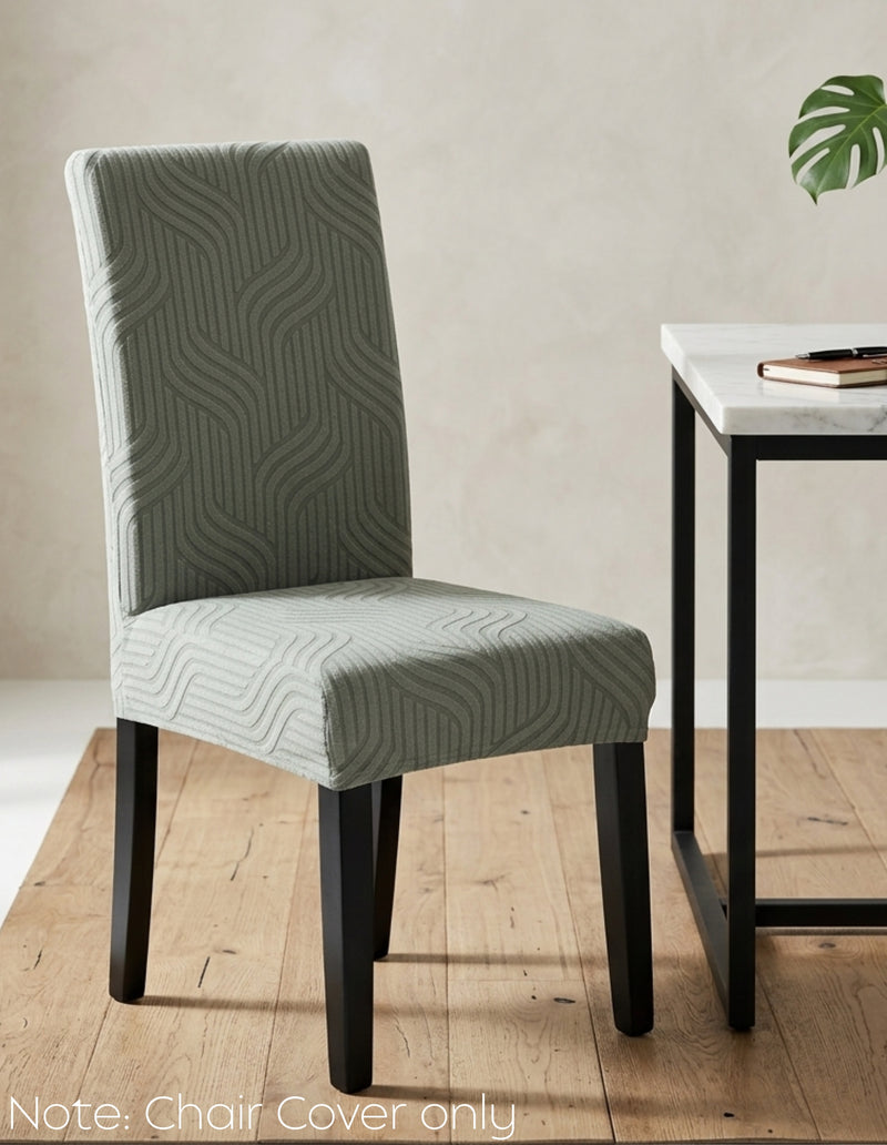 Anyseat Green Linear Knitted Chair Cover – Elastic Anti‑Dirt Design for Dining, Kitchen, Wedding, Hotel & Banquet Use