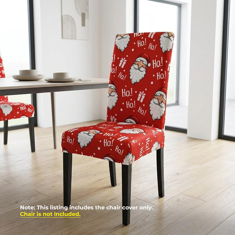 Anyseat Red Santa Claus Ho Design Chair Cover – Elastic Slipcover with Anti‑Dirt Protection for Dining Room, Kitchen, Wedding, Hotel, Banquet & Restaurant