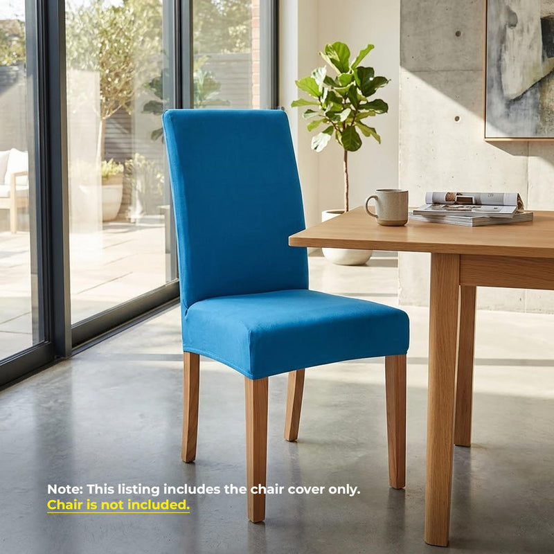 Anyseat Blue Velvet Dining Chair Cover – Plush Stretchable Slipcover for Kitchen & Dining Room Chairs