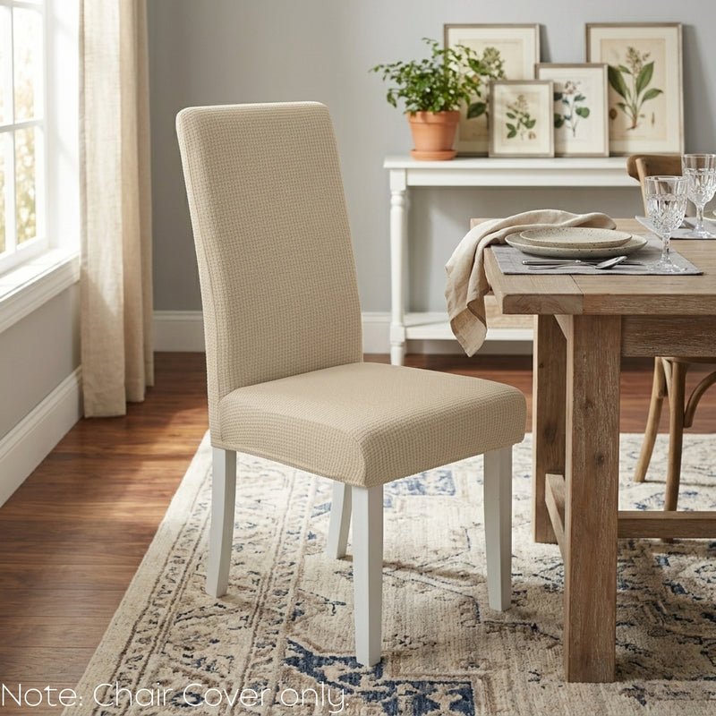Anyseat Beige Corn Waterproof Chair Cover – Corn Kernel Pattern Stretch Slipcover for Dining Room