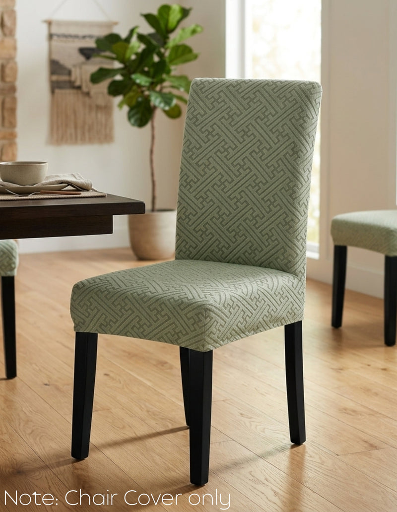 Anyseat Cypress Green Puzzle Design Chair Cover – Elastic Anti‑Dirt Design for Dining, Kitchen, Wedding, Hotel & Banquet Use