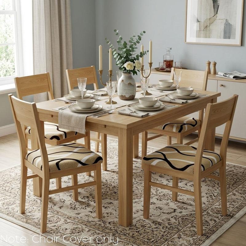 Anyseat Light Beige Brown White Print Chair Cover – Stretch Washable Removable Seat Cover for Dining & Kitchen