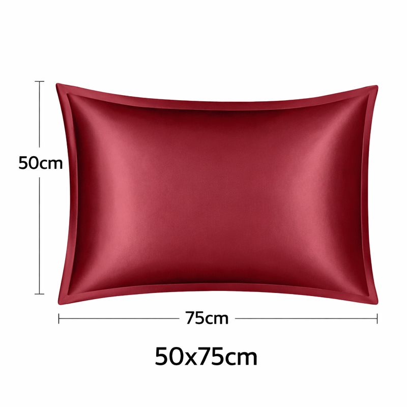 ANYHOUZ Wine Red Pure Silk Pillowcase 50x75cm Luxury Bedding