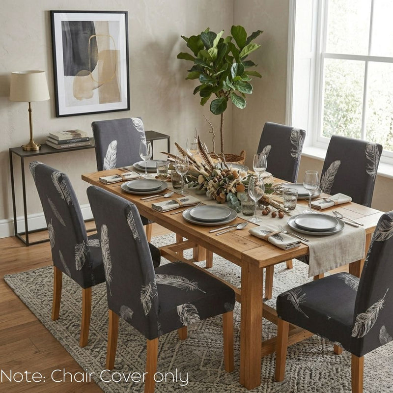 Anyseat Dark Gray Leaf Print Elastic Chair Cover – Plain Dining Slipcover & Home Décor
