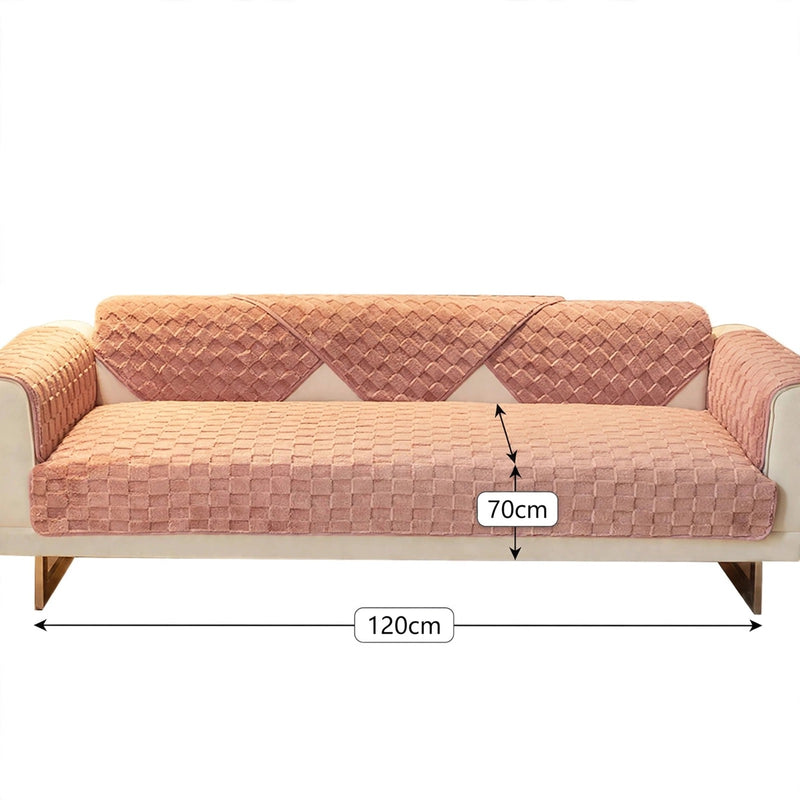 Anyseat Sofa Towel Super Soft Dark Pink Velvet Plush Non-slip Sectional Sofa Covers for Living Room Thick L-shape Couch Covers