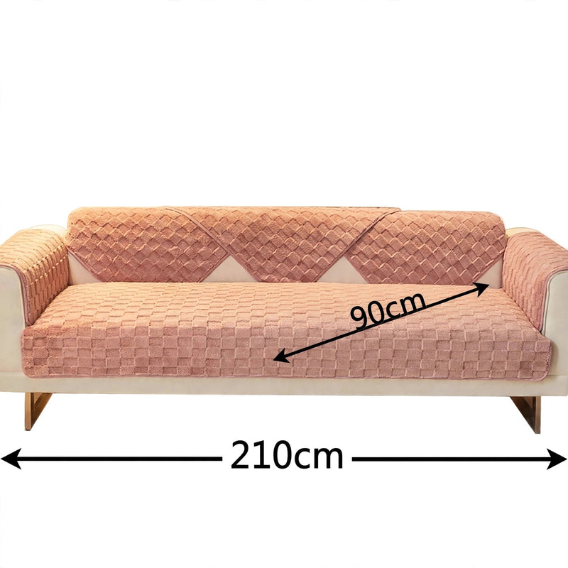 Anyseat Sofa Towel Super Soft Dark Pink Velvet Plush Non-slip Sectional Sofa Covers for Living Room Thick L-shape Couch Covers