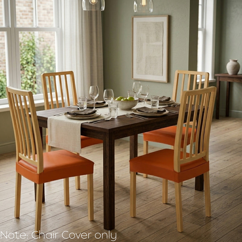 Anyseat Orange PU Leather Chair Cover – Slipcover for Dining, Kitchen, Hotel, Banquet & Living Room Chairs