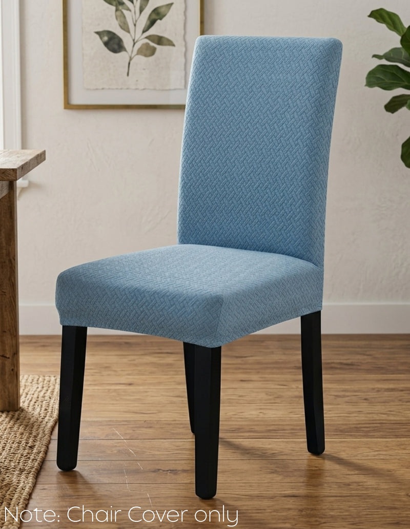 Anyseat Blue Knitted Chair Cover – Elastic Anti‑Dirt Design for Dining, Kitchen, Wedding, Hotel & Banquet Use