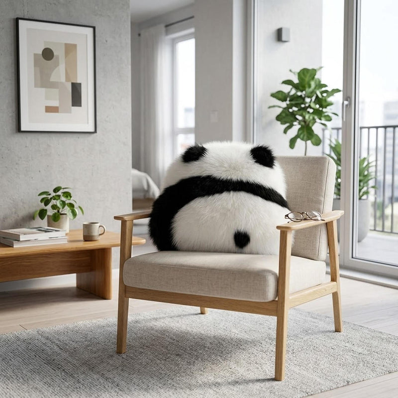 Anypillow Seat Cushion Panda Cute Back View Comfortable Soft Fur